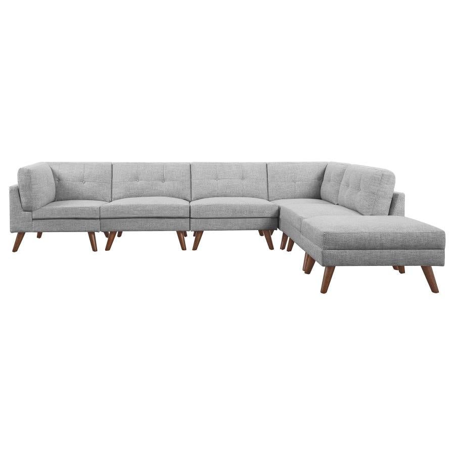 Churchill 6-piece Upholstered Modular Tufted Sectional Grey and Walnut 551301-SET