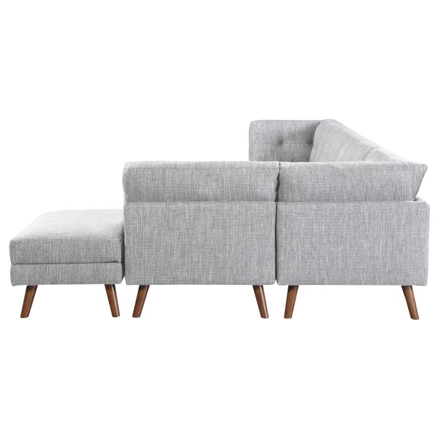 Churchill 6-piece Upholstered Modular Tufted Sectional Grey and Walnut 551301-SET