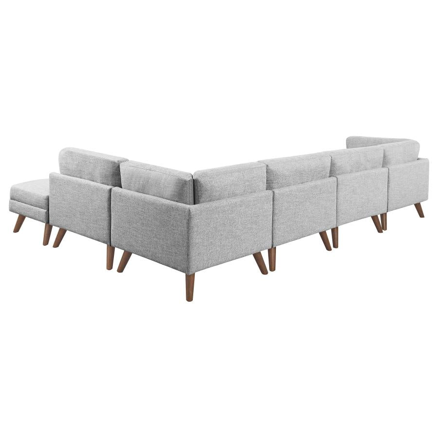 Churchill 6-piece Upholstered Modular Tufted Sectional Grey and Walnut 551301-SET