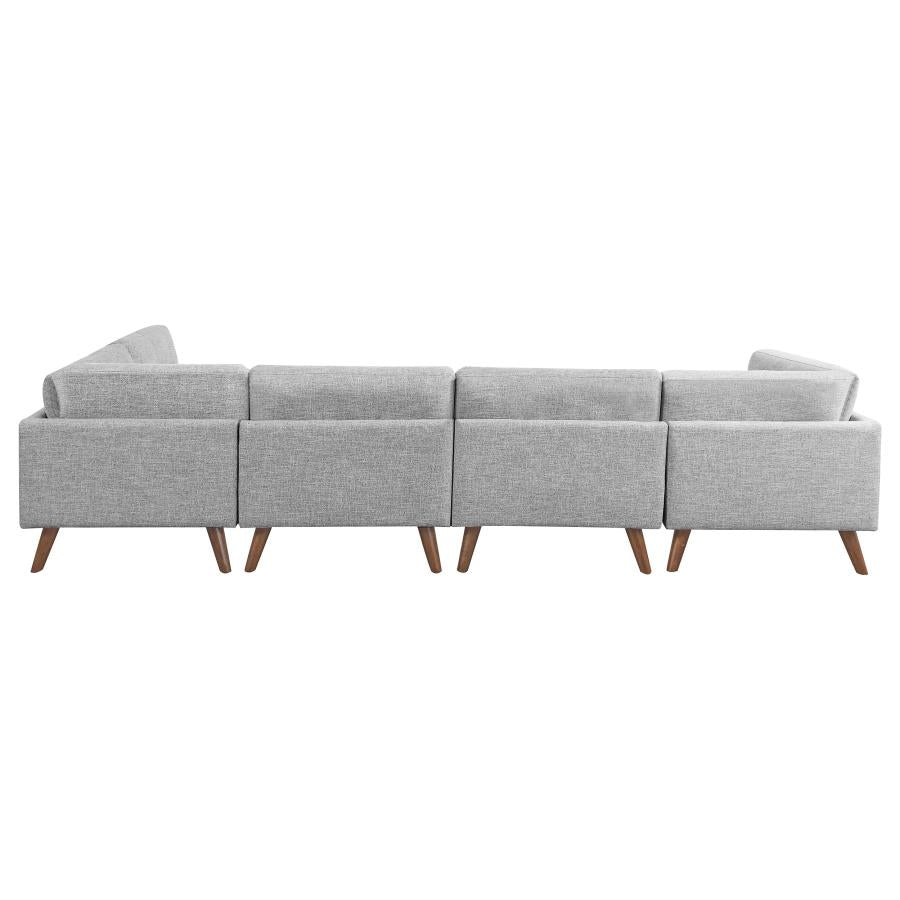 Churchill 6-piece Upholstered Modular Tufted Sectional Grey and Walnut 551301-SET