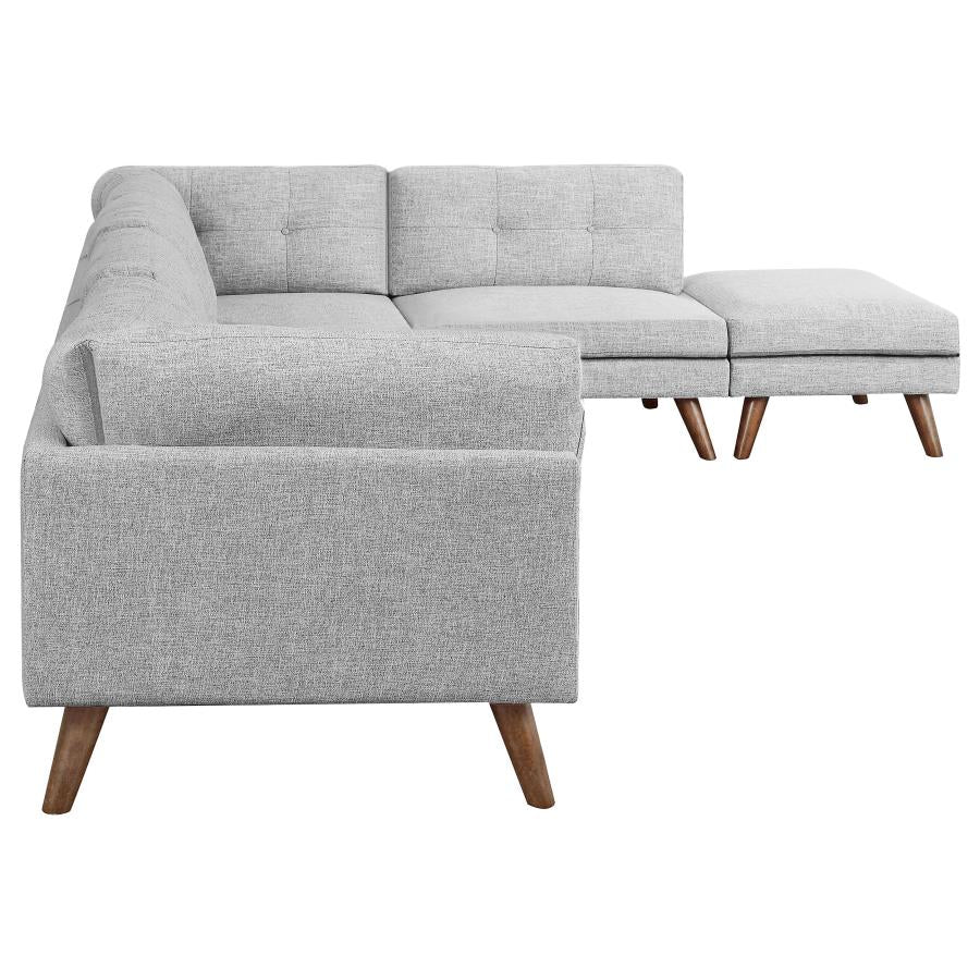 Churchill 6-piece Upholstered Modular Tufted Sectional Grey and Walnut 551301-SET