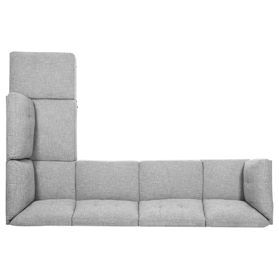 Churchill 6-piece Upholstered Modular Tufted Sectional Grey and Walnut 551301-SET