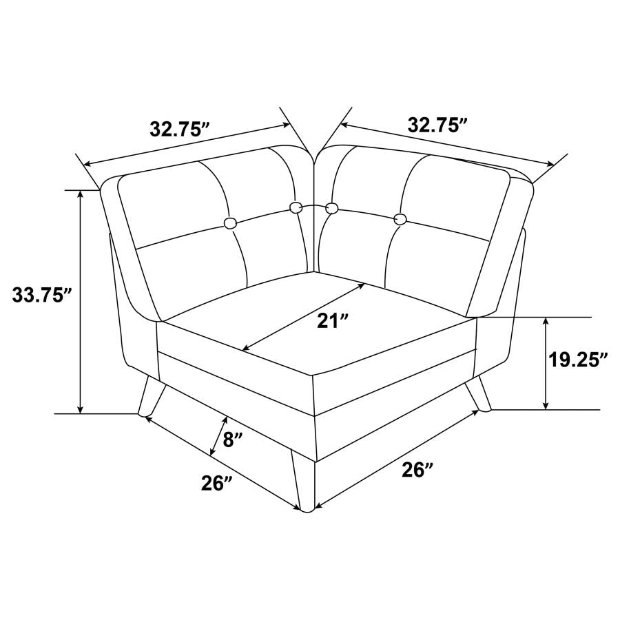 Churchill 6-piece Upholstered Modular Tufted Sectional Grey and Walnut 551301-SET