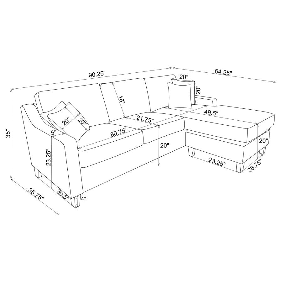 Mcloughlin Upholstered Sectional Platinum 501840