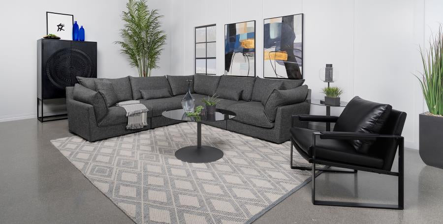 Sasha 5-piece Upholstered Modular Sectional Sofa Barely Black 551681-SETA