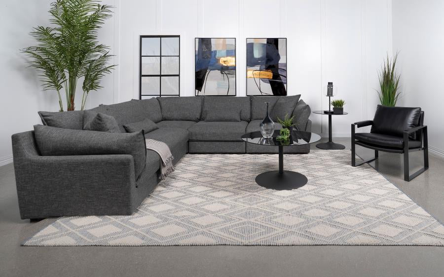 Sasha 5-piece Upholstered Modular Sectional Sofa Barely Black 551681-SETA