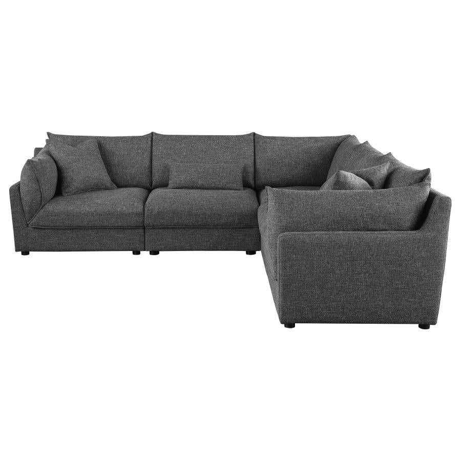 Sasha 5-piece Upholstered Modular Sectional Sofa Barely Black 551681-SETA