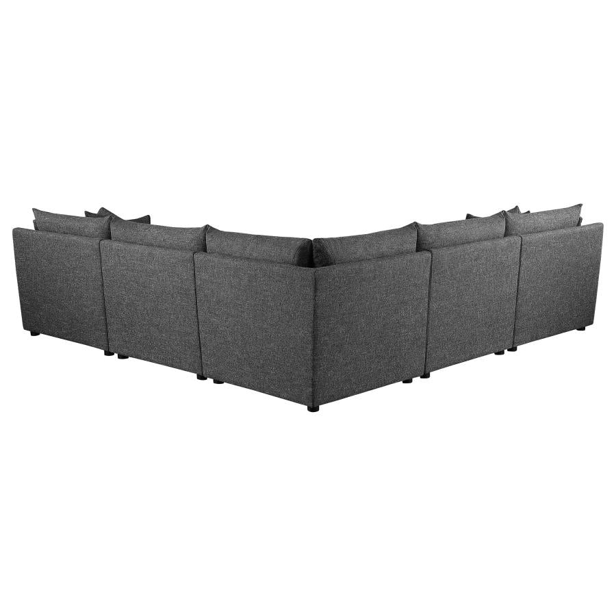 Sasha 5-piece Upholstered Modular Sectional Sofa Barely Black 551681-SETA