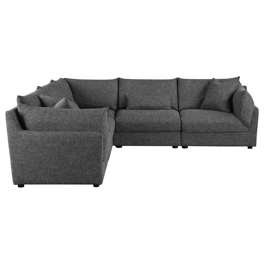 Sasha 5-piece Upholstered Modular Sectional Sofa Barely Black 551681-SETA