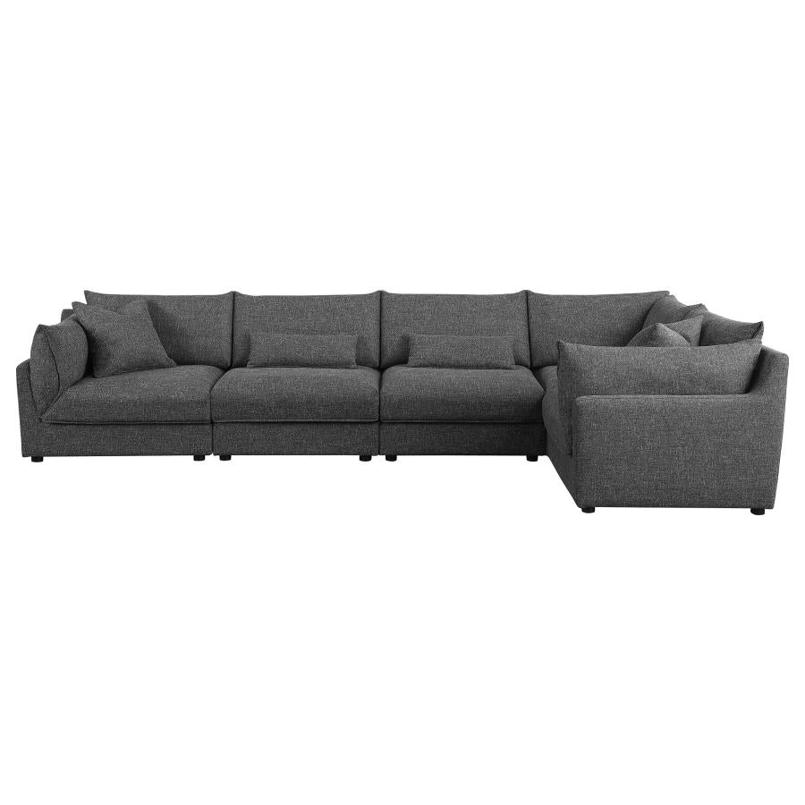 Sasha 5-piece Upholstered Modular Sectional Sofa Barely Black 551681-SETA
