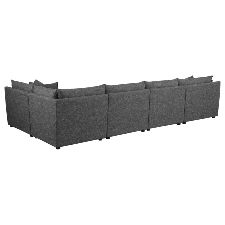 Sasha 5-piece Upholstered Modular Sectional Sofa Barely Black 551681-SETA