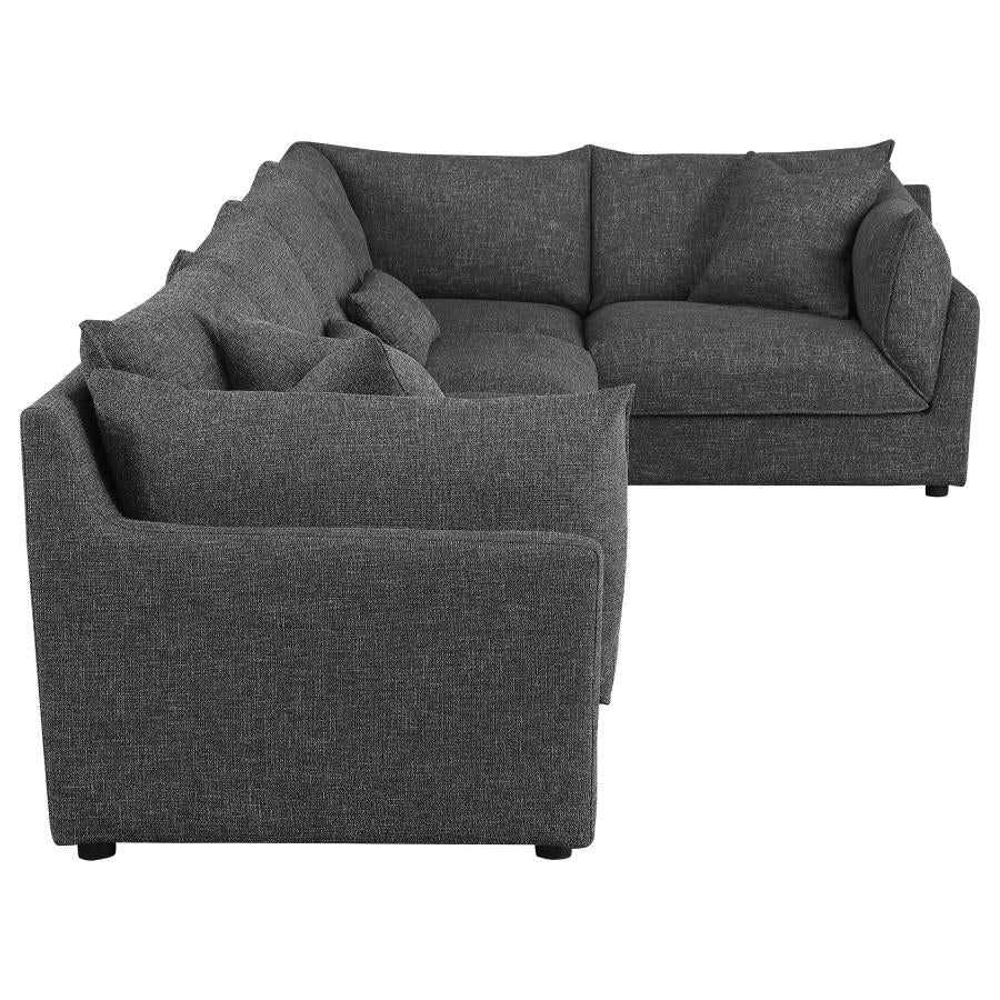 Sasha 5-piece Upholstered Modular Sectional Sofa Barely Black 551681-SETA
