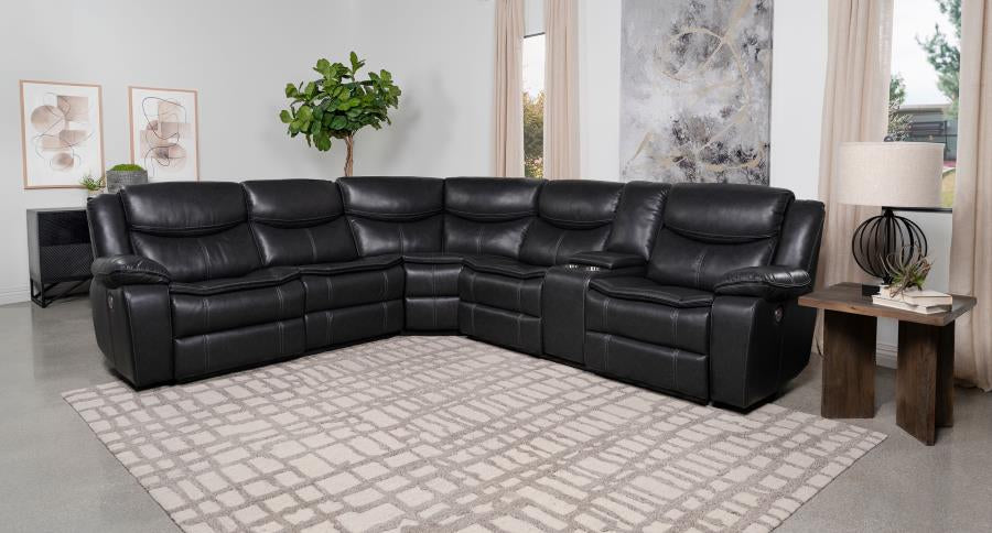 Sycamore Upholstered Power Reclining Sectional Sofa Dark Grey 610200P