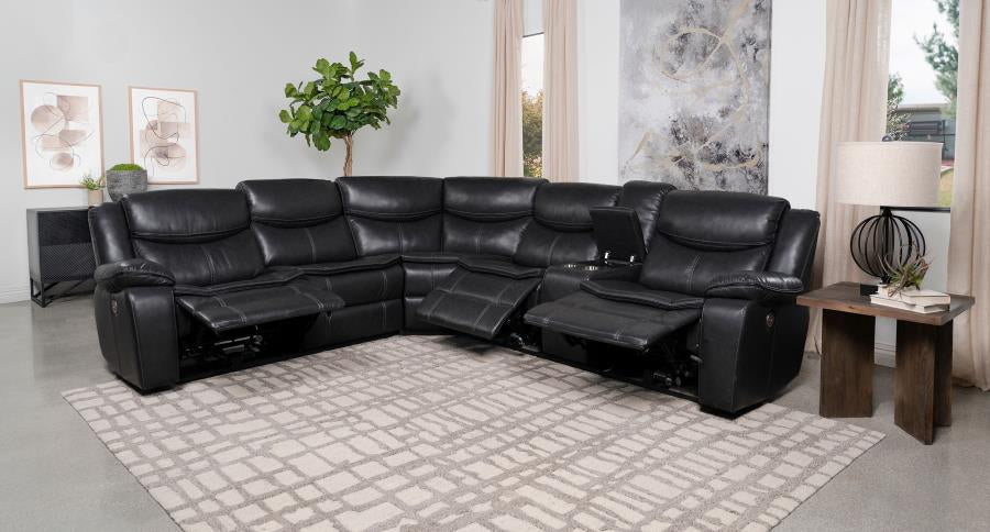 Sycamore Upholstered Power Reclining Sectional Sofa Dark Grey 610200P