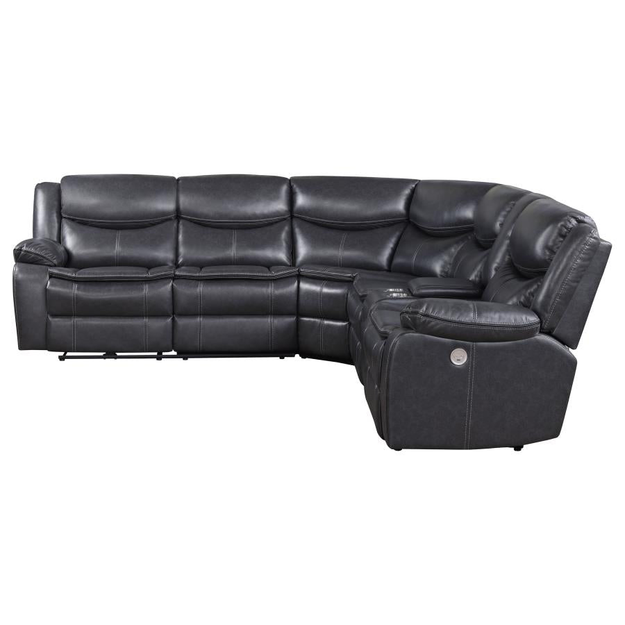 Sycamore Upholstered Power Reclining Sectional Sofa Dark Grey 610200P