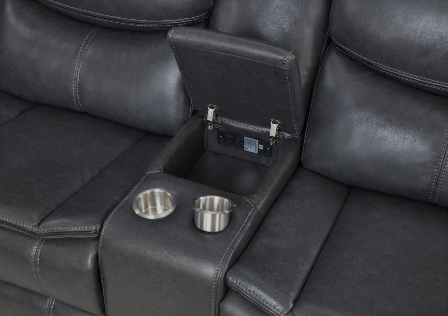 Sycamore Upholstered Power Reclining Sectional Sofa Dark Grey 610200P