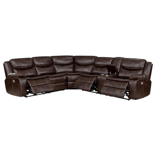Sycamore Upholstered Power Reclining Sectional Sofa Dark Brown 610190P