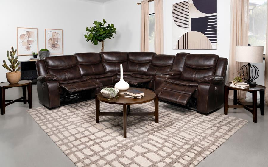 Sycamore Upholstered Power Reclining Sectional Sofa Dark Brown 610190P