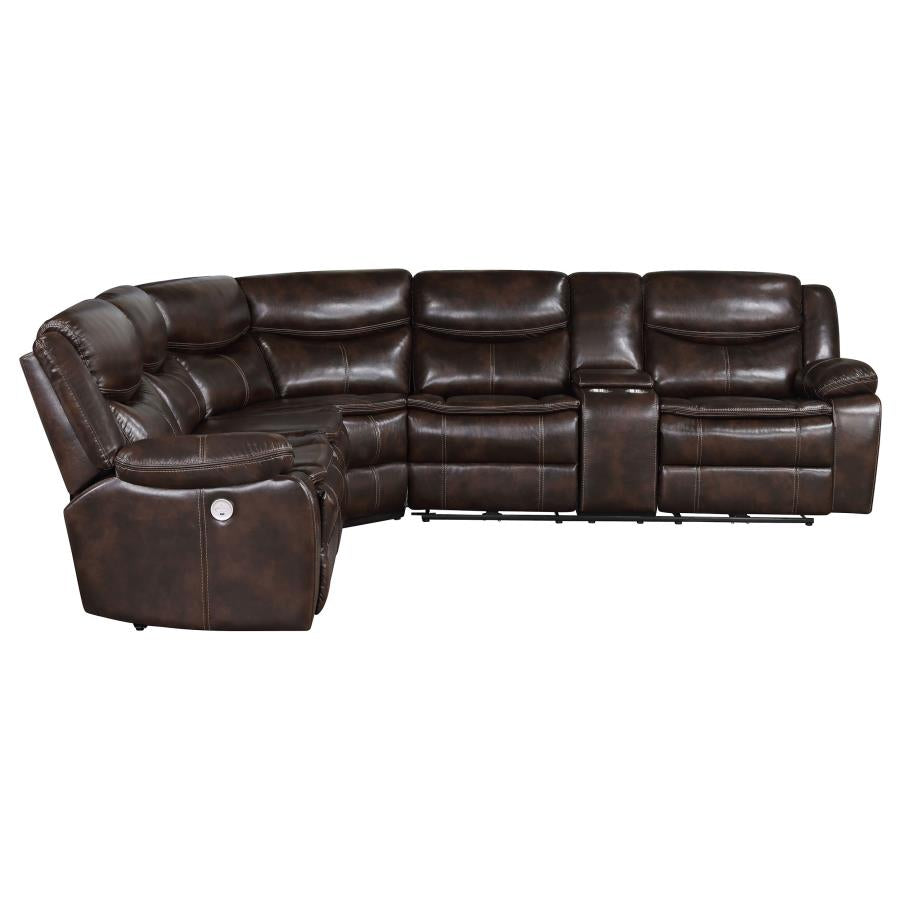 Sycamore Upholstered Power Reclining Sectional Sofa Dark Brown 610190P