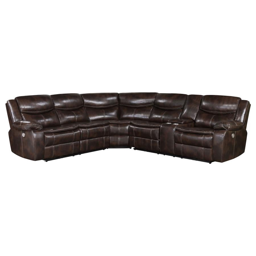 Sycamore Upholstered Power Reclining Sectional Sofa Dark Brown 610190P