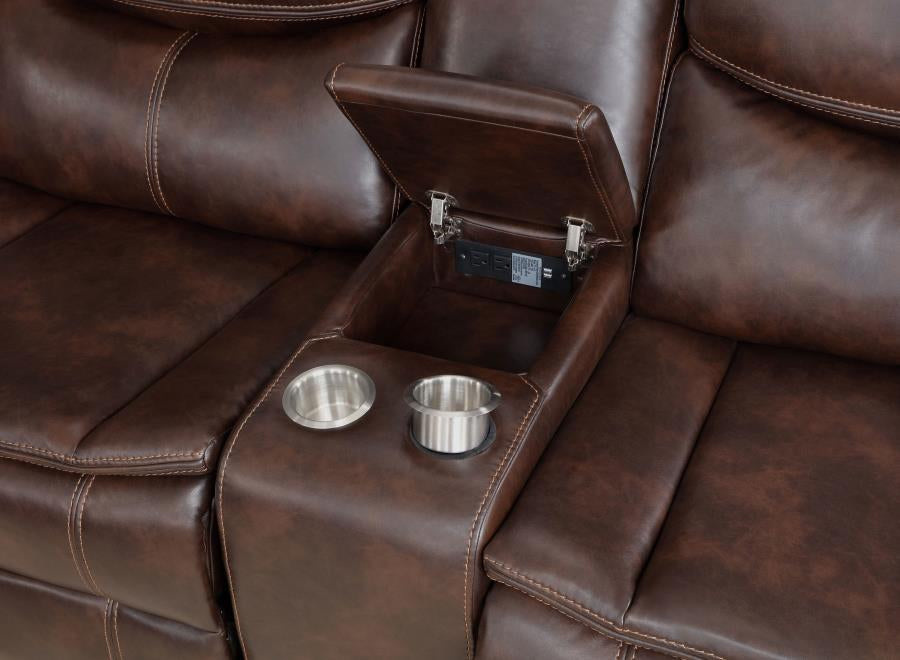 Sycamore Upholstered Power Reclining Sectional Sofa Dark Brown 610190P