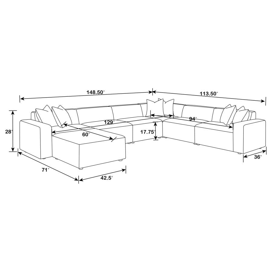 Freddie 7-piece Upholstered Modular Sectional Pearl 551641-SET