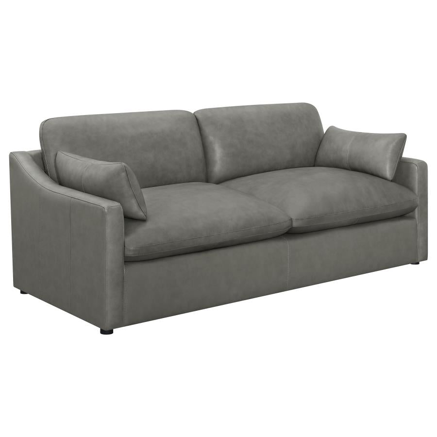 2 PCS Grayson Sofa and Loveseat Grey ( Genuine Leather ) 506771-S2