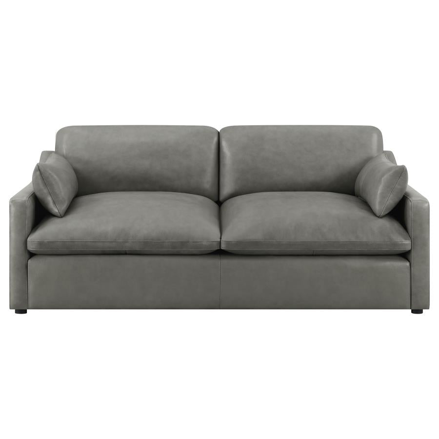 2 PCS Grayson Sofa and Loveseat Grey ( Genuine Leather ) 506771-S2
