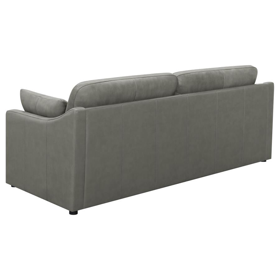 2 PCS Grayson Sofa and Loveseat Grey ( Genuine Leather ) 506771-S2