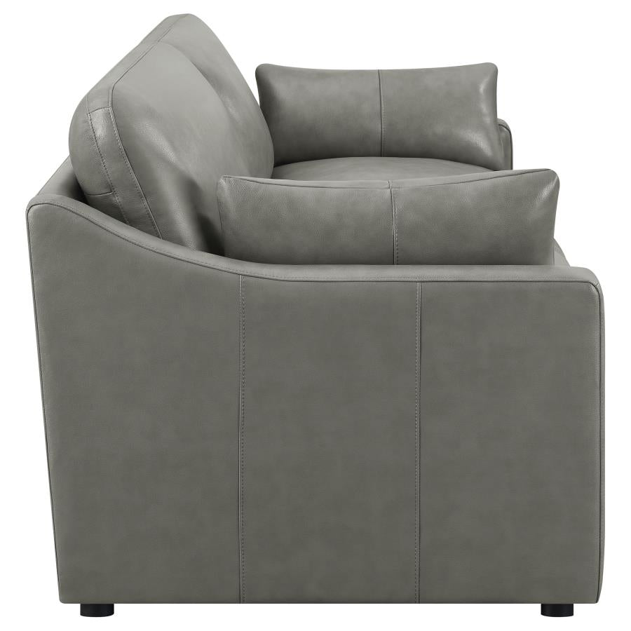 2 PCS Grayson Sofa and Loveseat Grey ( Genuine Leather ) 506771-S2