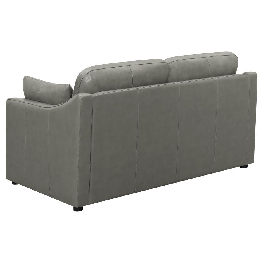 2 PCS Grayson Sofa and Loveseat Grey ( Genuine Leather ) 506771-S2