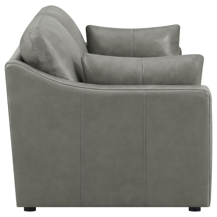 2 PCS Grayson Sofa and Loveseat Grey ( Genuine Leather ) 506771-S2