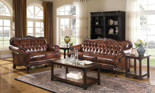 2 PCS Victoria Sofa and Loveseat ( Genuine Leather ) 500681-S2