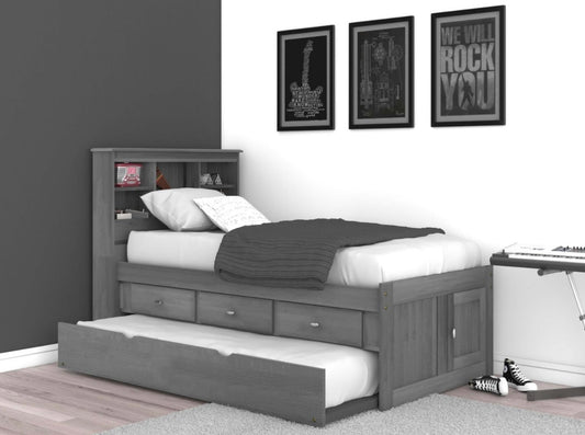 Twin Bookcase Bed w/ 3 Drawers & Trundle 3220-K3