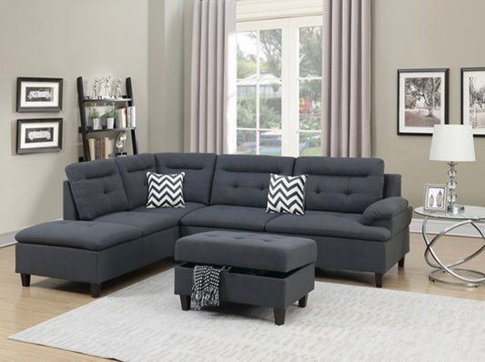 Charcoal Sectional with Ottoman F6590