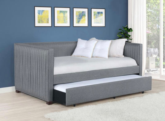 Brodie Upholstered Twin Daybed with Trundle Grey 300554