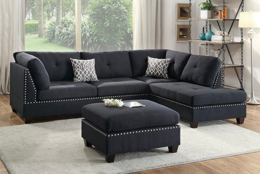 Seccional negro con otomana F6974