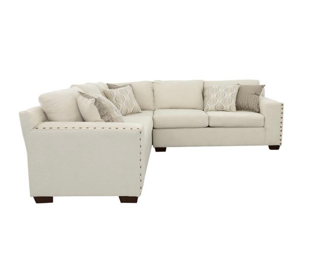 Aria L-shaped Sectional with Nailhead Oatmeal 508610