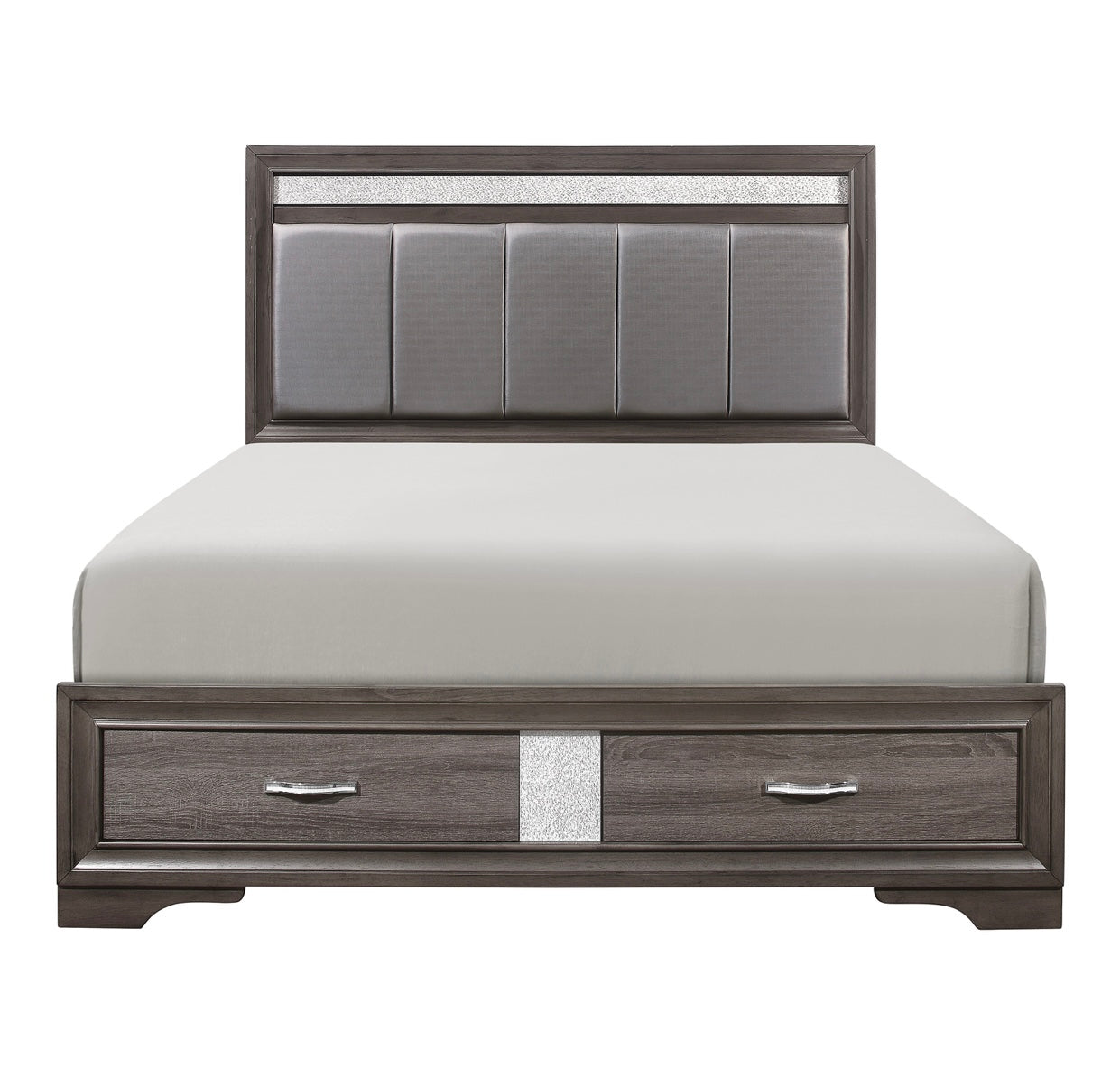 Queen Platform Bed with Footboard Storage 1505-1