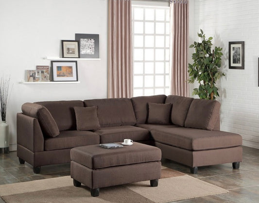 Brown Sectional with Ottoman F7608