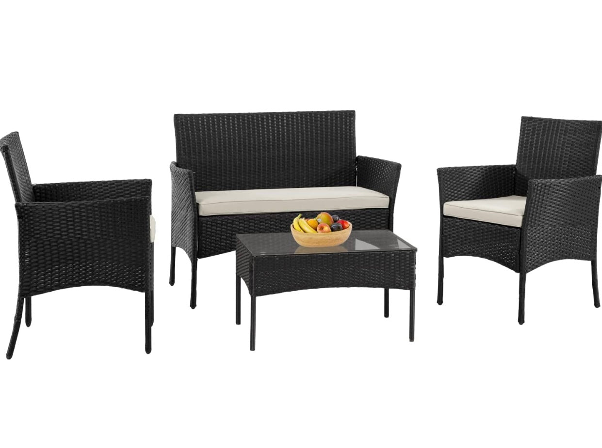 4 PCS Black Patio Set