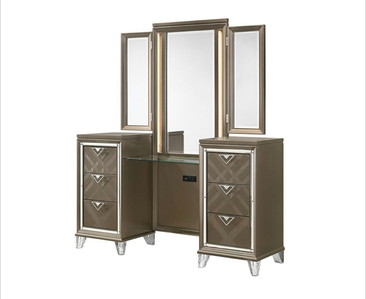 3 PCS Skylar Vanity Desk, Mirror and Stool 25327