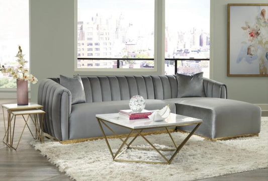 Grisby 2-piece Channeled Tufted Back Sectional Silver 509490