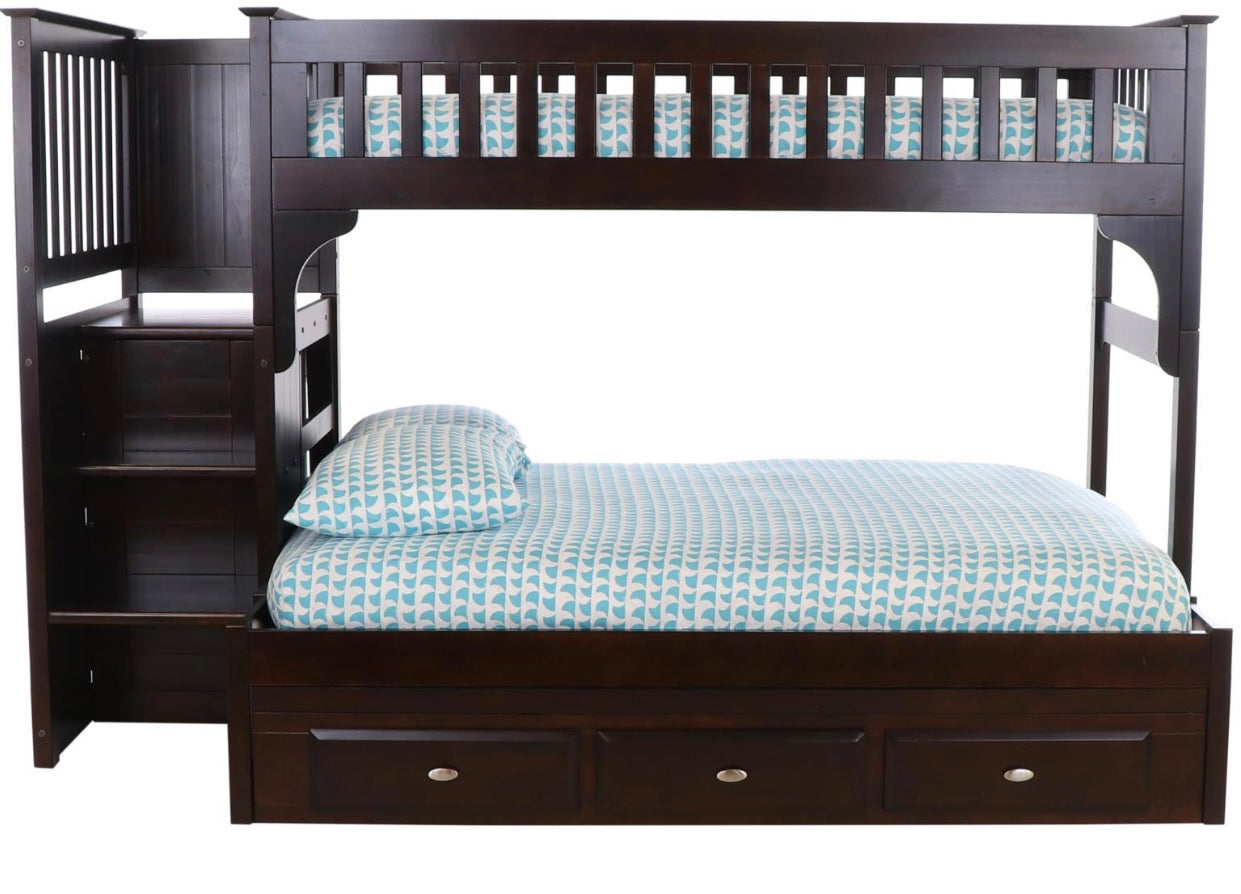 Twin over Full Stairbed Bunk Bed with 3 Drawers 2914-T/F-K3