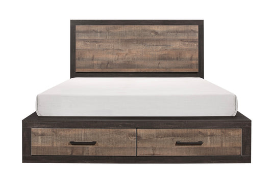 Cama Queen con plataforma y almacenamiento en el pie de cama 1762-1