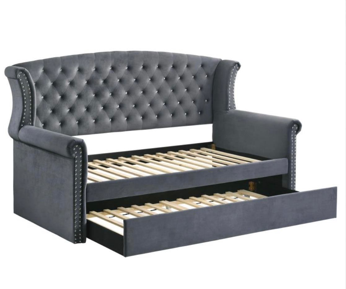 Scarlett Upholstered Tufted Twin Daybed with Trundle 300641