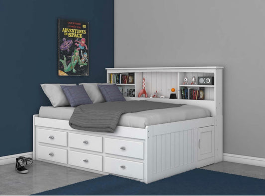 Full Daybed White w/ 6 Drawers (Brushed Nickel Handles) 0223-K6-R