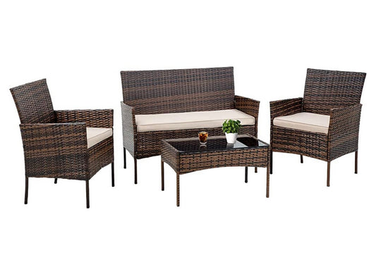 4 PCS Brown Patio Set