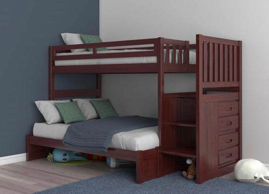 Twin/Full Staircase Bunk Bed Merlot 2817-T/F