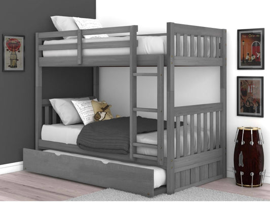 Twin/Twin Bunk Bed w/ Trundle Charcoal 3210M-TRUND